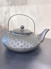 Boston Warehouse Stoneware Hobnail Teapot with Cast Iron Look