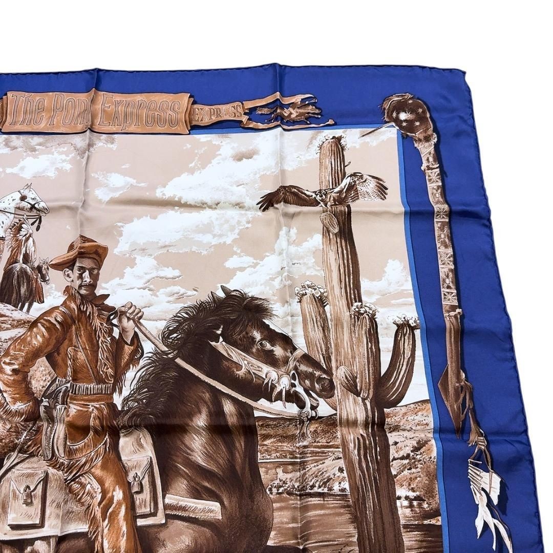 Hermes Scarf Carre 90 The Pony Express by Kermit Oliver/rare | eBay