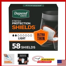 Depend Men's Incontinence Shields Light Absorbency 58 Count