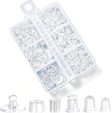 600PCS Silicone Earring Backs 6 Styles Clear Soft Rubber Clutch Stoppers Stud Ho