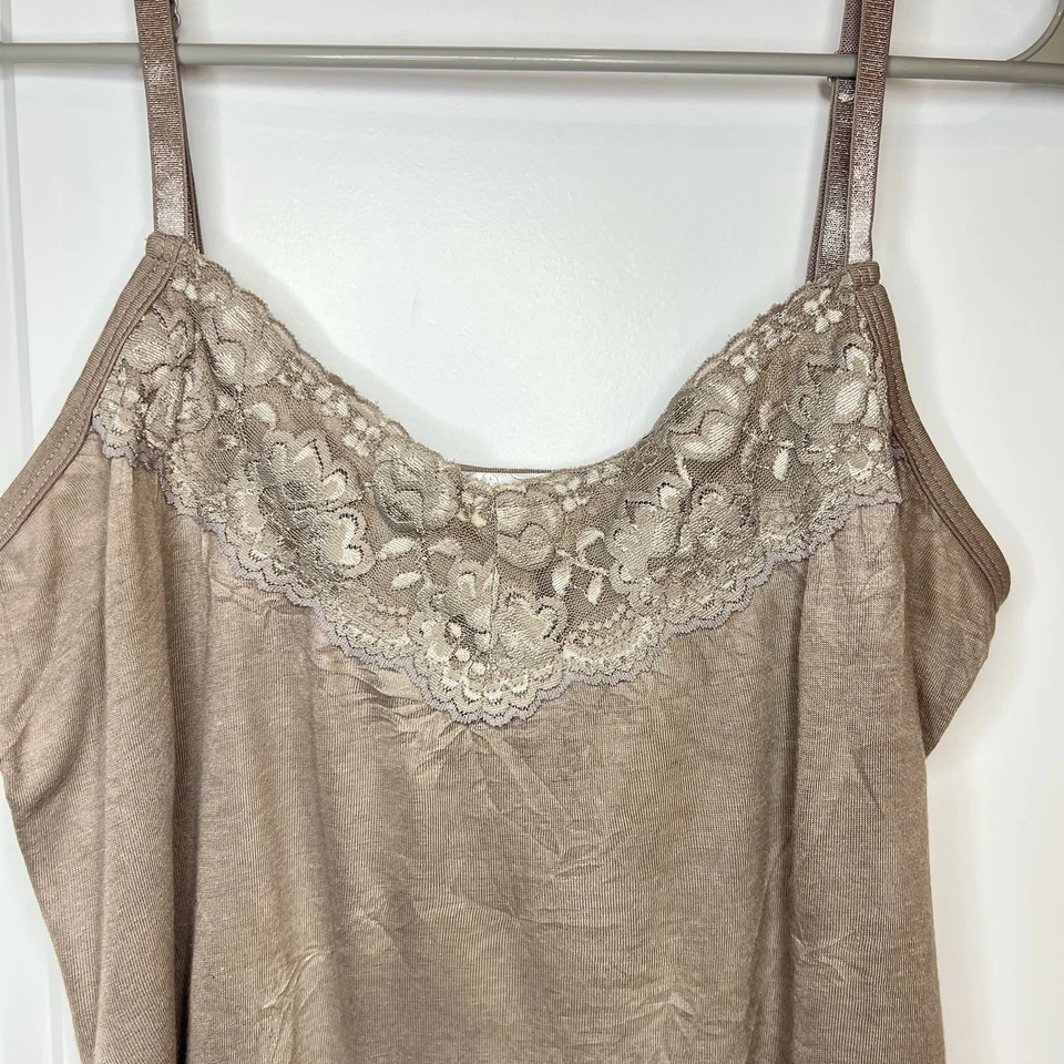 Dress Barn Tank Top Women’s Large Coral Lace Trim Cami Textured Y2K Fairy Adjust - Image 2 of 4