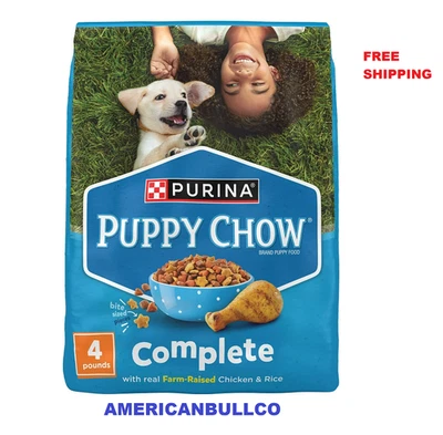 Purina Puppy Chow Complete Dry Dog Food, High Protein Farm-Raised, 4 lb Bag