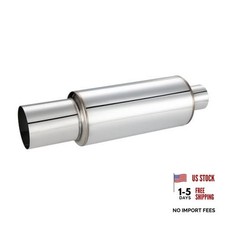 2" Exhaust Muffler, 2" Inlet OD 3" Outlet 2" Intlet 3" outlet Silver