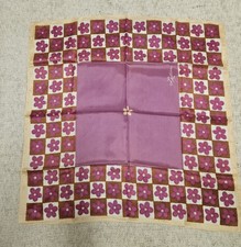 Vintage 60's Purple Floral Flowers Japan Scarf Acetate Signed Bag Hair 25 X 25