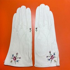 Vintage 1930's-40's, White Kidskin Leather Gloves, Made in France