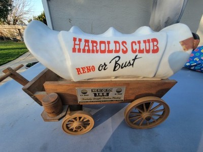 JIM BEAM BOURBON Harolds Club Reno or Bust Covered Wagon Decanter Western Decor