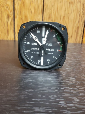 #ad Manifold Pressure Fuel Pressure Gauge PN 21m201 2 Aircraft Inst. Development... $200.00
