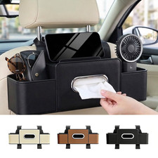 Car Backseat Organizer With Cup Holders Hooks 3-in-1 Car Storage Box Tissue Box