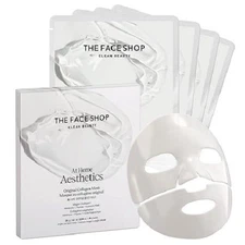 The Face Shop Vegan Collagen Peptide Mask 4ea, for firming & glass skin.