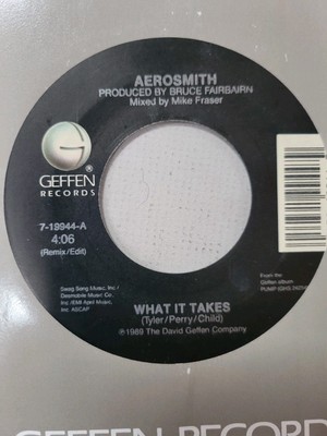 AEROSMITH - WHAT IT TAKES / MONKEY ON MY BACK 1989 GEFFEN VG++