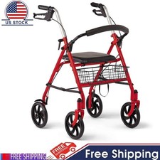 Medline Steel Rollator Walker with 8 Inch Wheels Folding Rolling Walker 300lbs