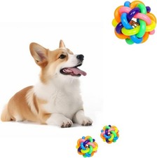 Small Dog Ball Toy with Bell Interactive Chew Fetch Teeth Cleaning Ball Cat