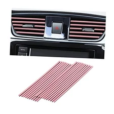 20PCS Car Air Conditioner Decoration Strip, Auto Air Vent Outlet Chrome Pink