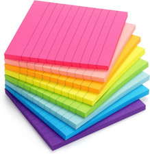 8 Pads Lined Sticky Notes 4x4 Sticky Notes with Lines Self-Stick Note Pads 8 ...