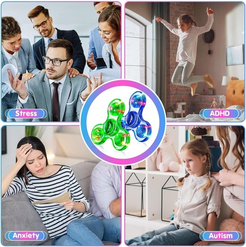 2PCS Light Up Fidget Spinners for Kids & Adults, Glow Toys - Picture 4 of 5
