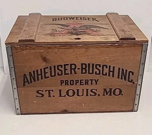 Vintage Budweiser Anheuser Busch Wooden Beer Crate Box