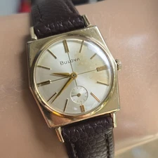Vintage BULOVA Banker"G" men's manual wind watch 10K RGP Cross-hair dial 1966