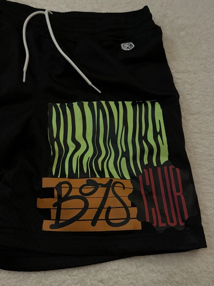BillionAIRE BOYS CLUB 心形和心灵图形 MESH 短裤男式 M - 黑色 - 带包 — 第 2/4 张图片