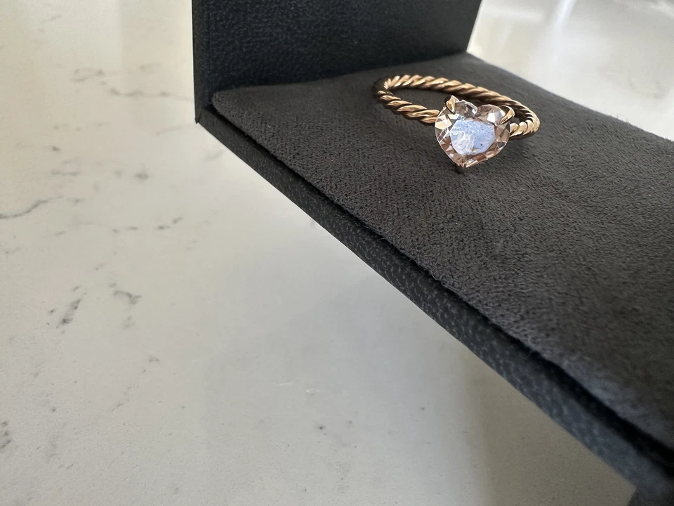 Anillo Corazón David Yurman Chatelaine Oro Rosa 18K con Morganita, 7mm Foto 4 de 4