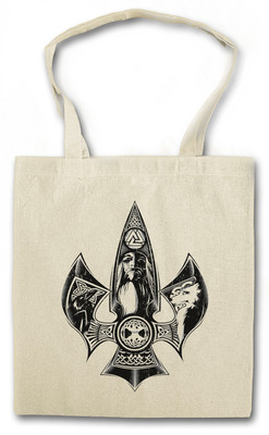 ODHIN III SHOPPER SHOPPING BAG Hugin and Munin Ravens Odin Thor Loki Vikings