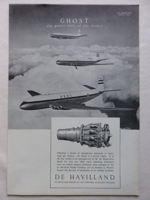 6/1951 PUB DE HAVILLAND GHOST ENGINE COMET AIRLINER BOAC AIRLINE ORIGINAL ANZEIGE