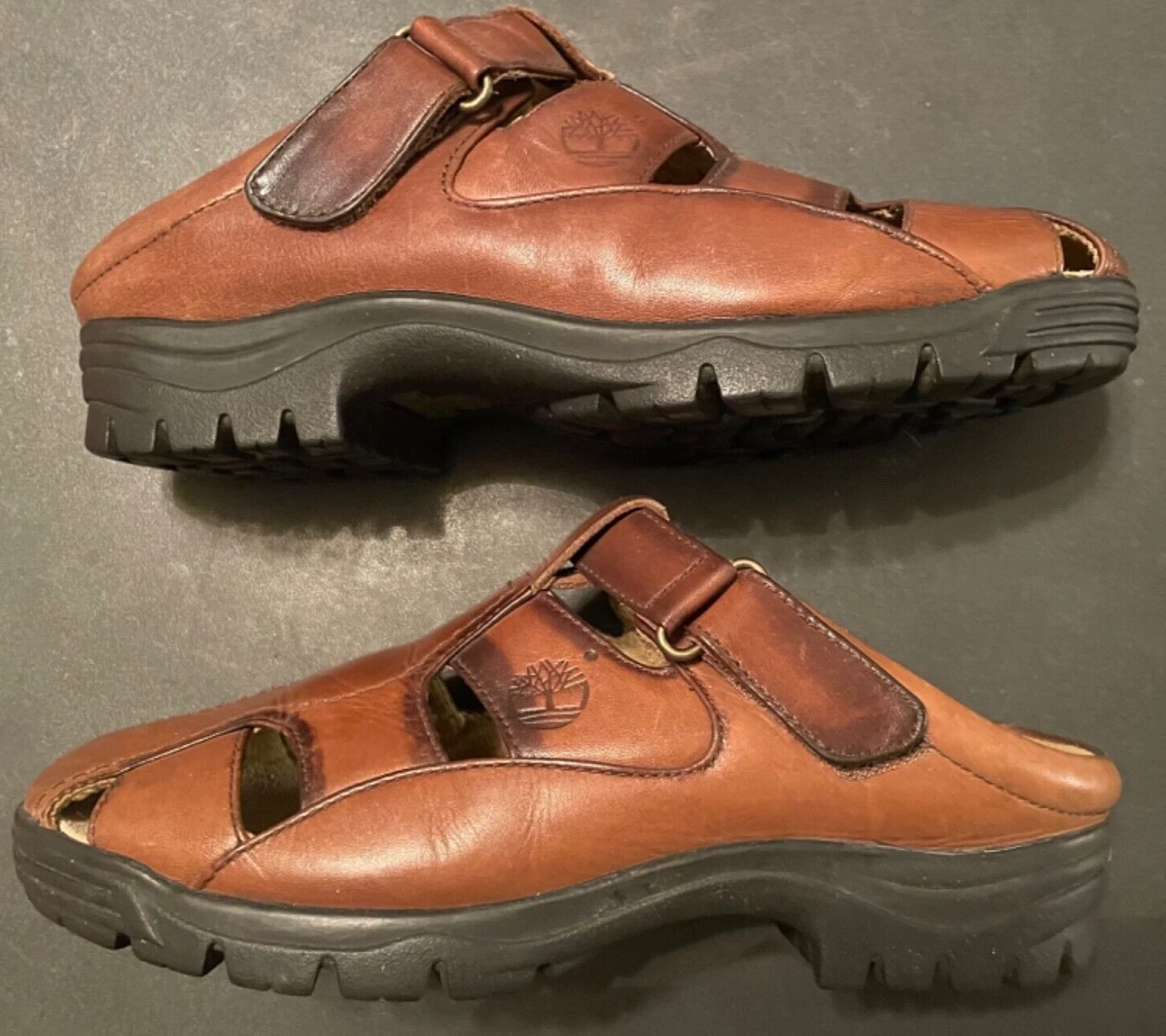 ZOCCOLI TIMBERLAND marroni in pelle con cinturino regolabile donna taglia 7 5