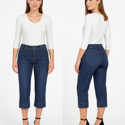 Pinko Damen Capri Jeans Blau Größe 40 W26 Denim Slim Fit Made In Italy Mode