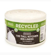 100 Beutel 50L Bankett Recycelt Krawattengriff Hoch K&uuml;che M&uuml;llbeutel Neu