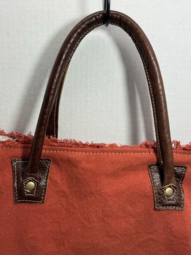 Myra Upcycled Canvas & Leather "LE CAFE DE LA PLACE PROVENCE" Tote Handbag - Picture 5 of 14