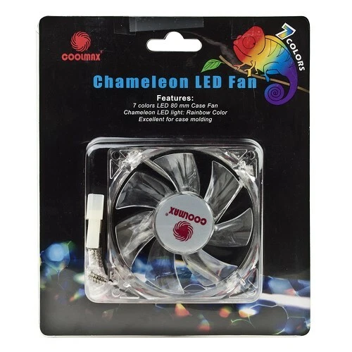 Rainbow LED Cooling Fan Chameleon Coolmax 80mm New - Image 2 of 3