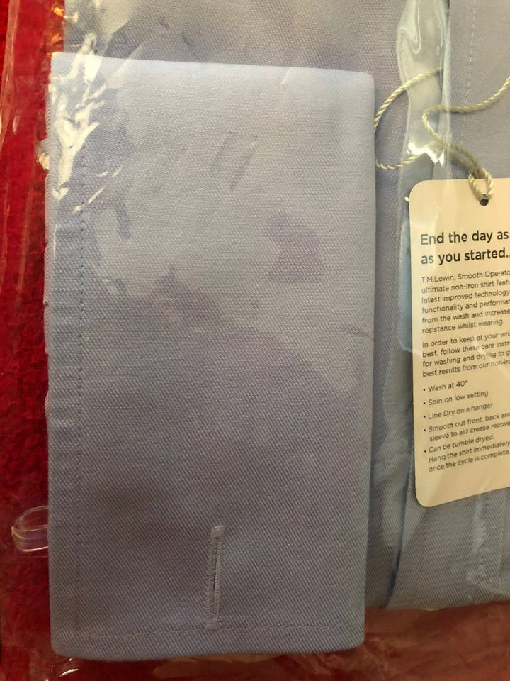 TM Lewin Jermyn St 18/36 Calce Ajustado Cielo NI Sarga Cuello Clásico Puños Franceses Nuevo con Etiquetas Foto 4 de 4