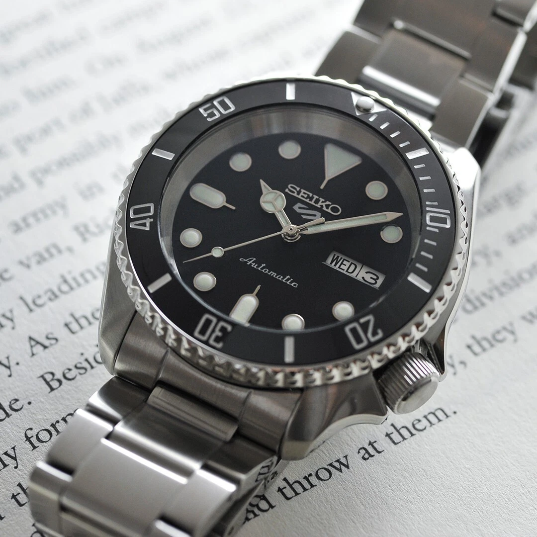 Seiko Mod The Sub SRPD55K1M6 Men Black Custom Watch 42mm Stainless Steel  Strap