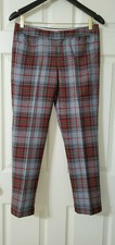 Tommy Hilfiger Womens Gray Red Plaid 100 Wool Straight Pants, Lined Sz. 4