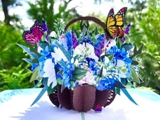 3D Pop Up Greeting Card Flower Floral Butterfly Birthday Thank You Mother Family
