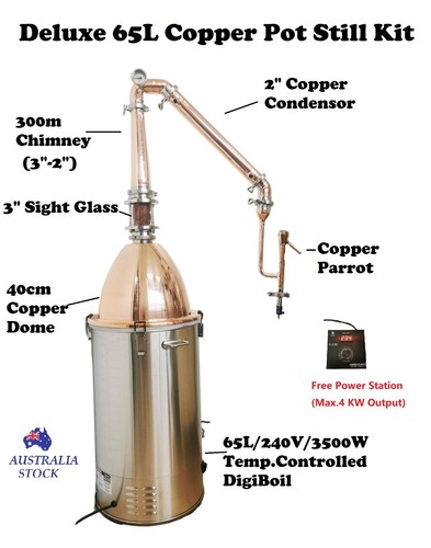 StillMate Deluxe 65L Copper Pot Still Mini Distillery Kit Make Gin Whisky Rum
