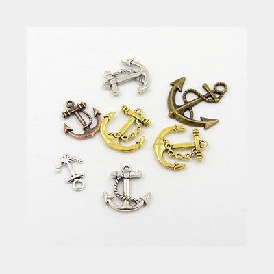 Wholesale Lot 50 Mixed Metal Alloy Gold Silver Copper Nautical Anchor  Pendants