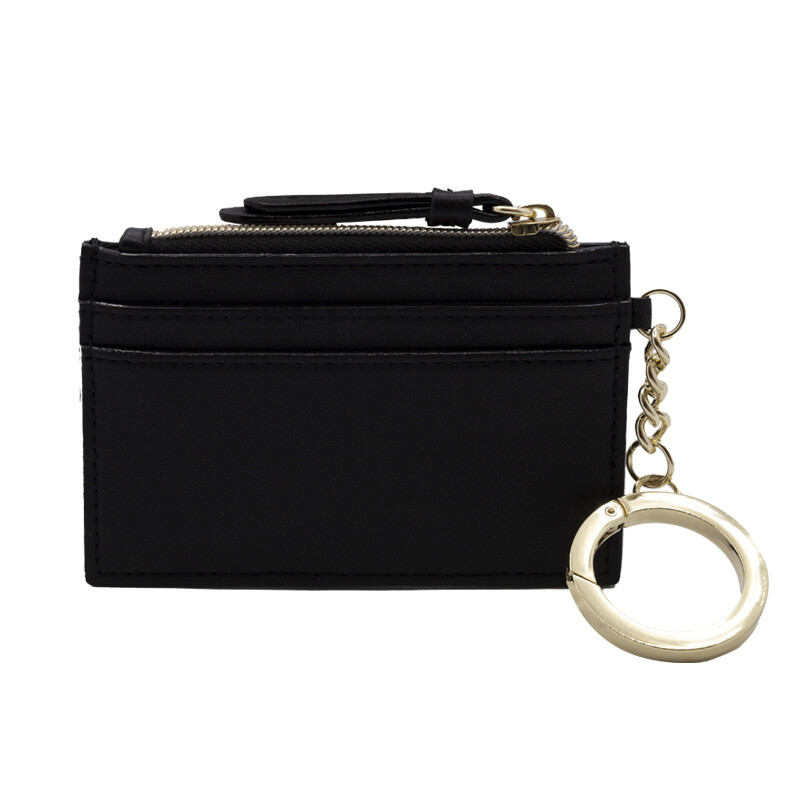 Victoria's Secret Card Holder Keychain Black Gold Studded Case Wallet