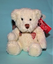 Russ Berrie plush 18915, Valentine, cream bear w heart NEW 5 in sitting romance