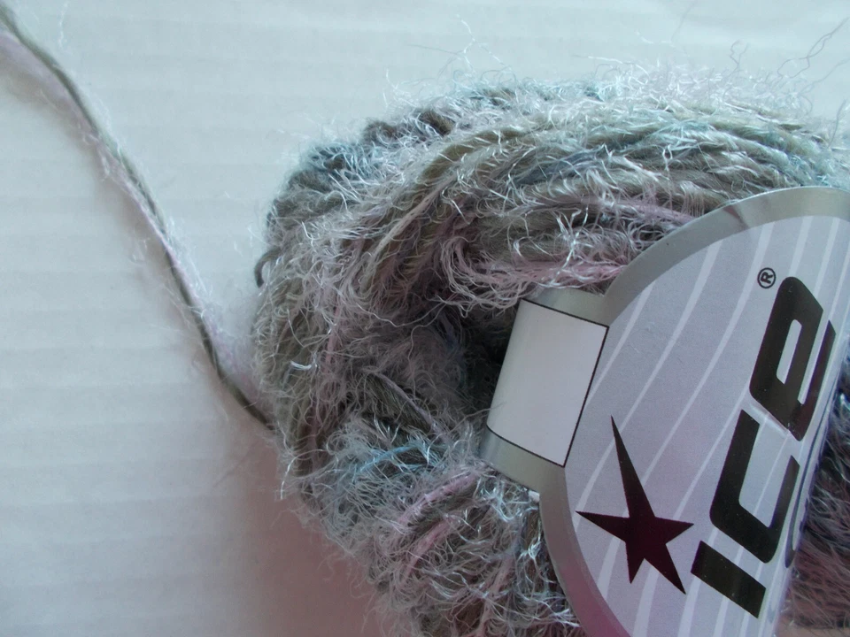 Hilos de hielo Techno lana hilo de pestañas suave, caqui/lila/blanco, lote de 2 (110 yardas ea) Foto 2 de 2