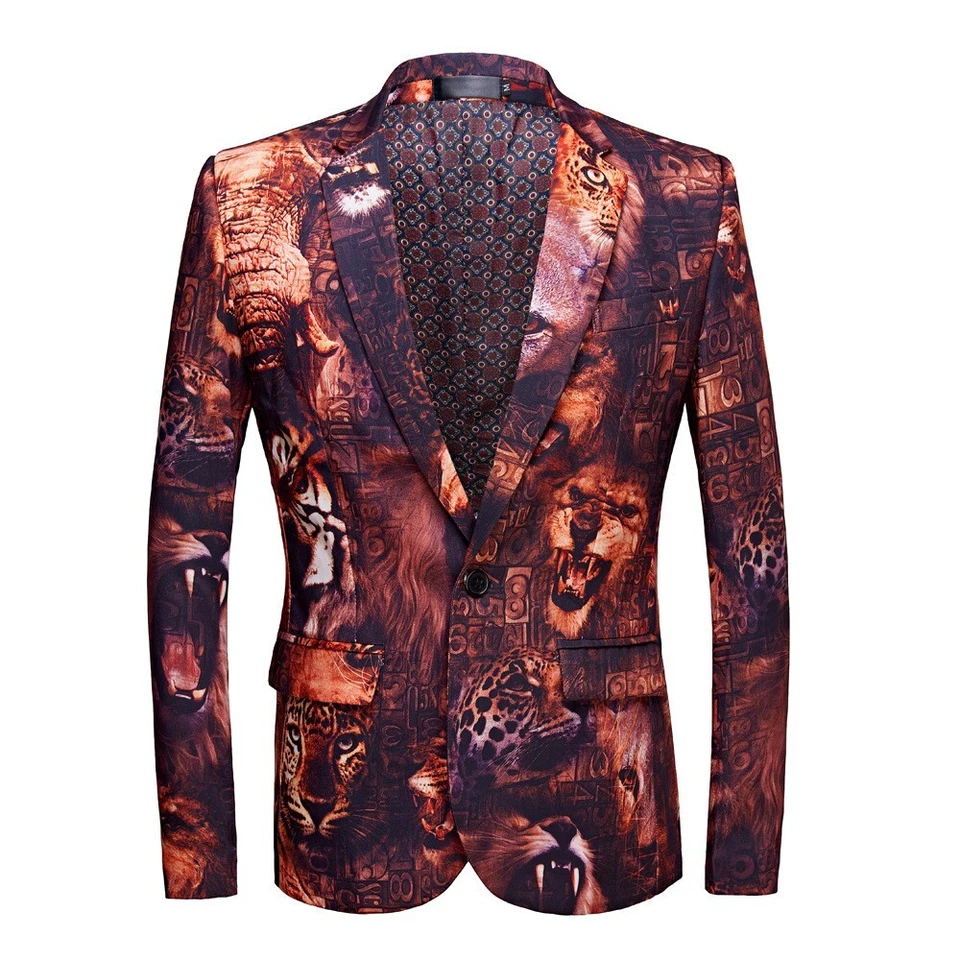 Moda Cachemira Hombres Chaquetas Blazer Calce Ajustado Esmoquin Muesca Solapa Floral Informal Foto 2 de 4
