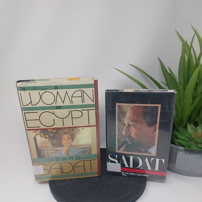 A Woman of Egypt by Jehan Sadat (1st Edition, 1987) Hardcover LOT OF 2 AS SEEN