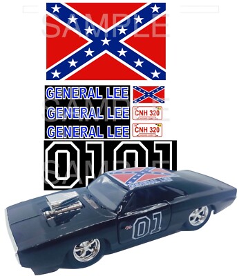 1:24 BLACK GENERAL LEE WATER-SLIDE DECALS FOR model car SLOT CAR: | eBay