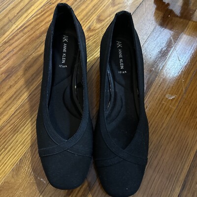 Anne Klein Milly Low Wedge Slip On Pumps 8.5 Black