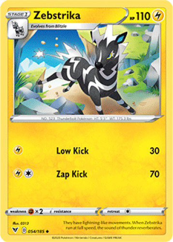 1x Zebstrika 054/185  Vivid Voltage Pokemon TCG Card NM a9