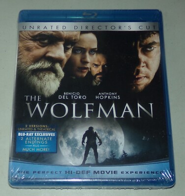 The Wolfman (Blu-ray, 2010, Unrated Director's Cut) Benicio Del Toro Hopkins NEW