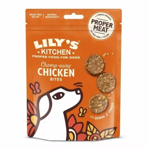 lilys kitchen premium dog treats chicken bites quinoa ginger grain free 70g pack image 1
