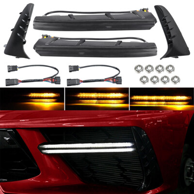 LED Grille Bezel Fog Light Bars DRL Dynamic Turn For CORVETTE C8 Stingray Coupe