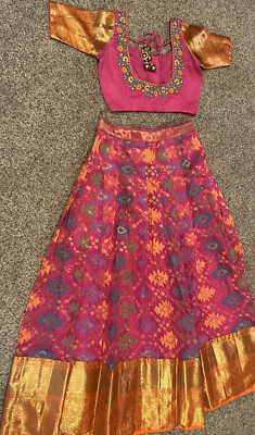 Organza Pure Kanchi Boarder Stitched Lehenga /Half Saree With