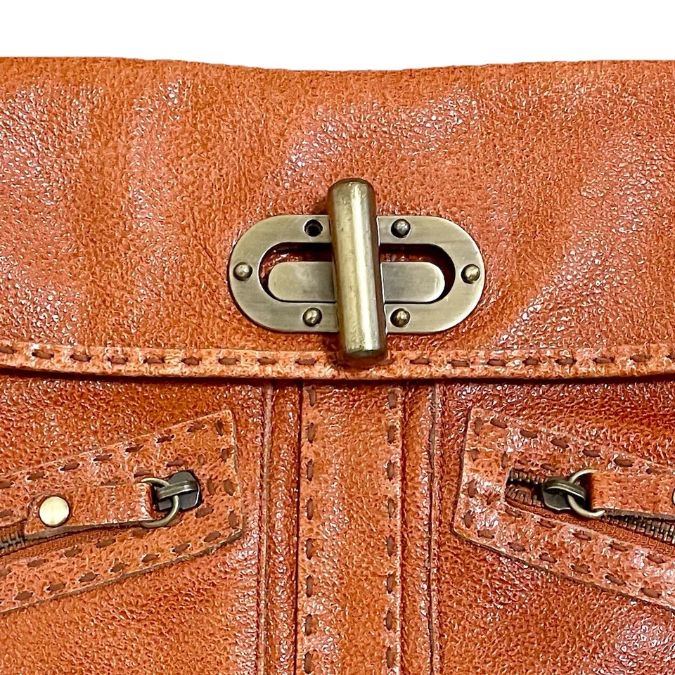 Bolso de Mano Carla Mancini de Cuero Naranja Sobre Palanca Hippie Boho Bolso sin Mano de Hombro Foto 4 de 4