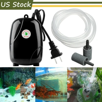 220V Mini Fish Tank Oxygenation Pump Aquarium Double Hole Air Pump Low Noise US